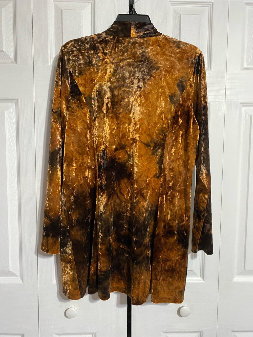 Susan Graver brown crushed velvet open cardigan jacket size LARGE - Picture 5 of 11